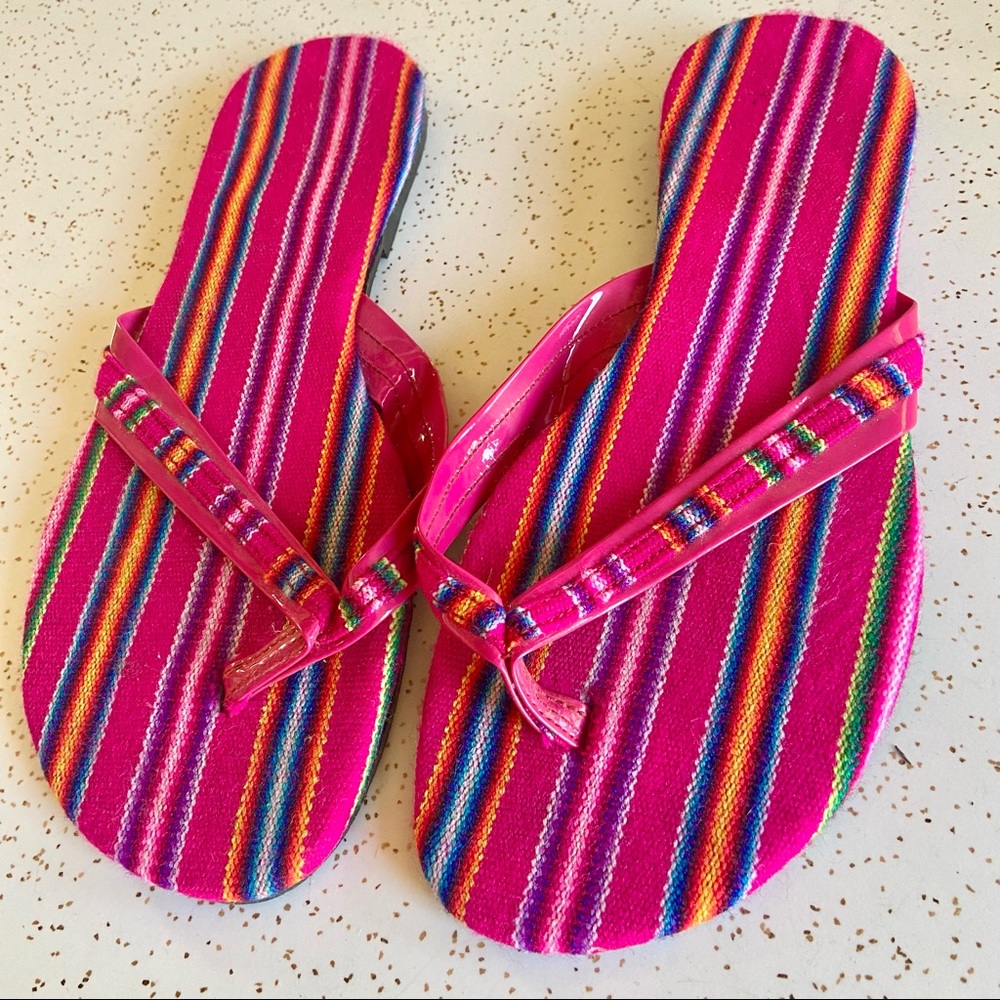 Serape Flip flops sandals hot pink summer shoes